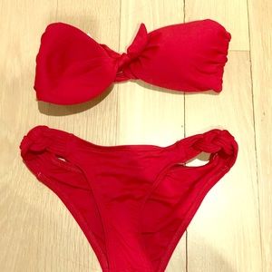 L*space l space red bikini set braid bandeau xs s